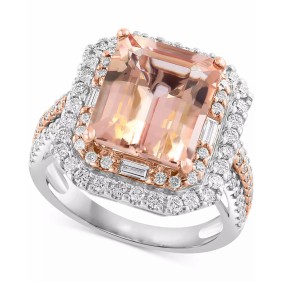 Limited Edition Morganite (4-7/8 ct. ) & Diamond (1 ct. ) Ring in 14k White & Rose Gold