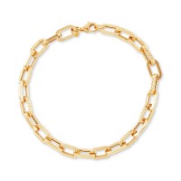 Polished & Textured Large Cable Link Bracelet in 10k Gold
