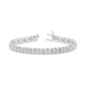 Diamond Flower Link Bracelet (1/2 ct. ) in Sterling Silver