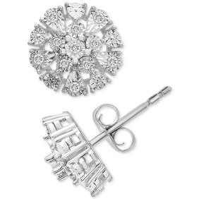 Diamond Flower Burst Stud Earrings (1/10 ct. ) in Sterling Silver  Created for Macys