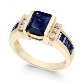 Sapphire (2-1/4 ct. ) and Diamond (1/6 ct. ) Ring in 14k Gold (Also Available in )