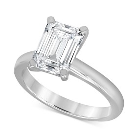 Certified Lab Grown Emerald-Cut Solitaire Engagement Ring (3 ct. ) in 14k Gold