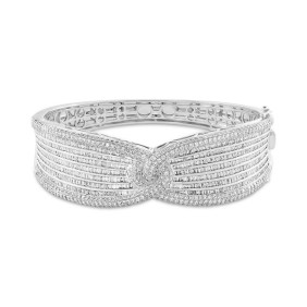 Limited Edition Diamond Round & Baguette Statement Bracelet (6-1/10 ct. ) in 14k White Gold