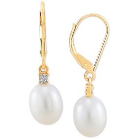 Cultured Freshwater Pearl Earrings (8mm) in 10k Gold & White Gold