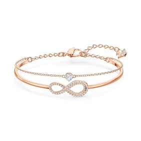 Crystal Infinity Symbol Double-Row Bangle Bracelet