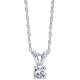 Round-Cut Diamond Pendant Necklace in 10k White or Yellow Gold (1/4 ct. )