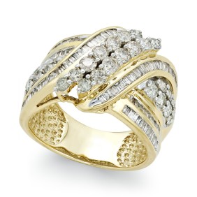 Diamond Double-Row Center Ring (2 ct. ) in 14k Gold   14K White Gold or 14K Rose Gold