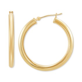 Polished Round Hoop Earrings in 14k Gold  30mm