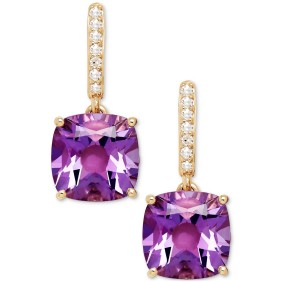 Amethyst (3-9/10 ct. ) and Diamond Accent Drop Earrings in 14k Yellow Gold