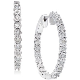 Sterling Silver Diamond Hoop Earrings (1/4 ct.)