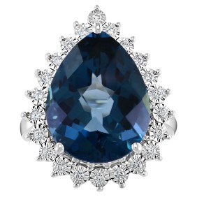 London Blue Topaz (12-3/4 ct. ) & Diamond (1/5 ct. ) Ring in 14k White Gold