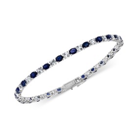 White & Blue Sapphire Tennis Bracelet (8-1/20 ct. ) in 14k White Gold