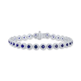 Sapphire (5-1/2 ct. t.w.) & Diamond (3 ct. t.w) Tennis Bracelet in 14k White Gold (Also in Ruby and Emerald)
