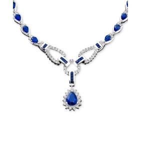 Sapphire (11-3/8 ct. ) and Diamond (1-1/5 ct. ) Toggle Necklace in 14k White Gold (Also in Emerald & Ruby)