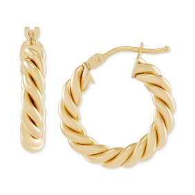 Twist-Style Tube Small Hoop Earrings in 10k Gold  3/4