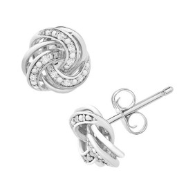 Diamond Love Knot Stud Earrings (1/10 ct. ) in Sterling Silver