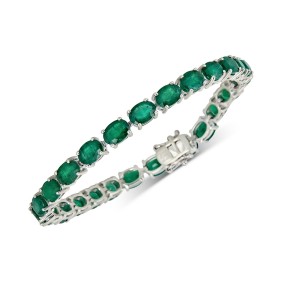 Emerald Oval Link Bracelet (12-1/2 ct. ) in Sterling Silver