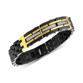 Men's Diamond Watch Link Bracelet (1/4 ct. ) in Black & Gold-Tone Ion-Plated Stainless Steel