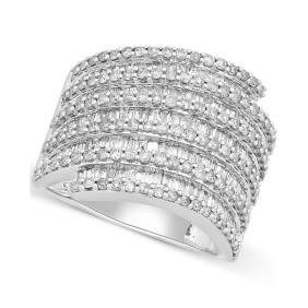 Diamond Baguette & Round Statement Ring (2 ct. ) in 10k White Gold
