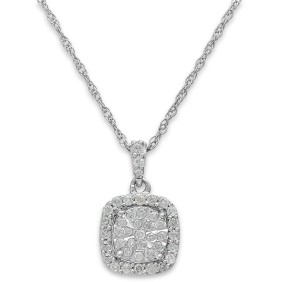 Diamond Cushion Pendant Necklace in Sterling Silver (1/3 ct. )