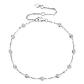 Diamond Bezel Chain Bracelet (1/10 ct. ) in Sterling Silver  14k Gold-Plated Sterling Silver or 14k Rose Gold-Plated Sterling Silver