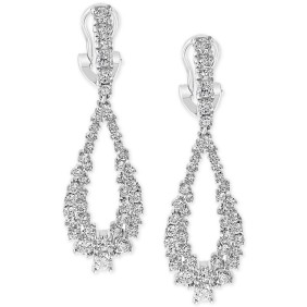 Diamond Cluster Teardrop Drop Earrings (2-1/6 ct. ) in 14k White Gold