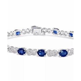Sapphire (6-3/8 ct. ) & Diamond (3/8 ct. ) Infinity Link Bracelet in 14k White Gold