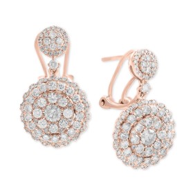 Diamond Cluster Drop Earrings (2-1/10 ct. ) in 14k Yellow Gold (Also available in rose gold)