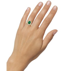 Emerald (2-1/5 ct. ) & Diamond (1/2 ct. ) Ring in 14k Gold