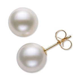 Cultured Freshwater Pearl Stud 14k Yellow Gold Earrings (8mm)