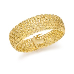 Wide Mesh Link & Chain Bracelet in 14k Gold