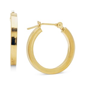 14k Gold Earrings  Polished Square Hoops (17mm)
