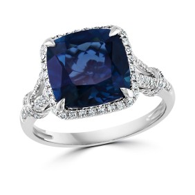 London Blue Topaz (5-1/3 ct. ) & Diamond (1/4 ct. ) Statement Ring in 14k White Gold