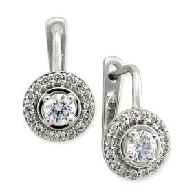 Diamond Halo Leverback Earrings (1/2 ct. ) in 14k White Gold